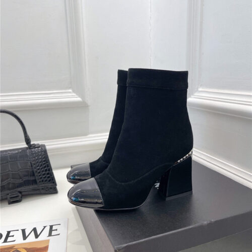 High Quality Luxury Chanel Catwalk Style Pearl Heel Ankle Boots – Style 49190 product detail