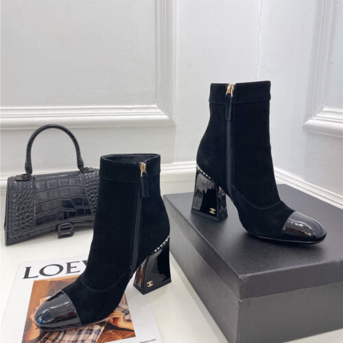 High Quality Luxury Chanel Catwalk Style Pearl Heel Ankle Boots – Style 49190 product detail