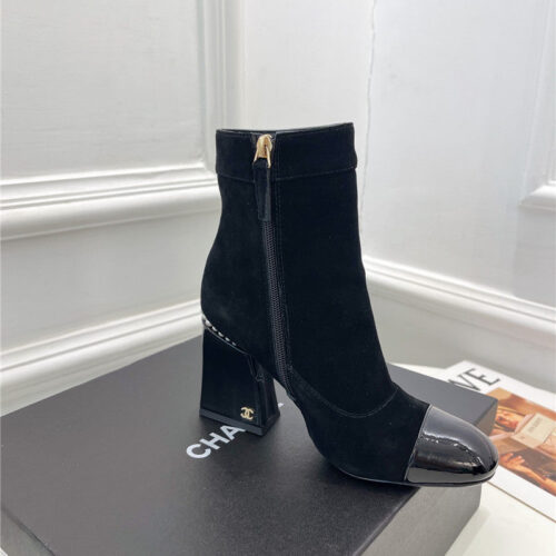 High Quality Luxury Chanel Catwalk Style Pearl Heel Ankle Boots – Style 49190 product detail
