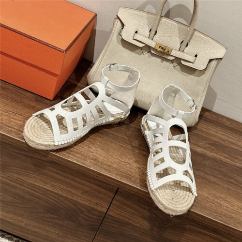High Quality Luxury Hermes Cutout Pig Nose Espadrille Sandals product detail