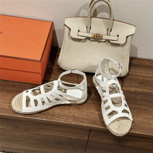 High Quality Luxury Hermes Cutout Pig Nose Espadrille Sandals product detail
