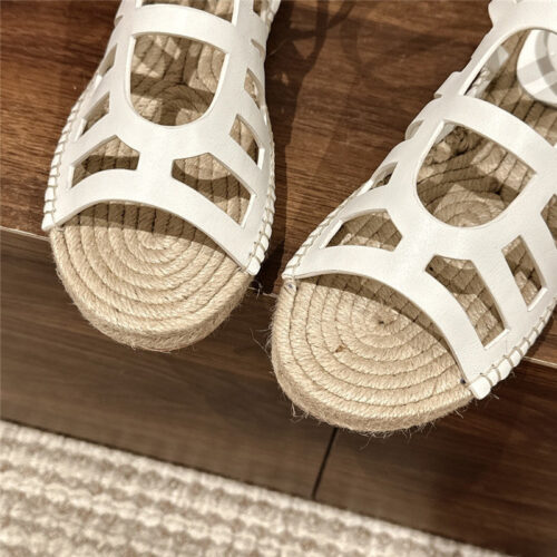 High Quality Luxury Hermes Cutout Pig Nose Espadrille Sandals product detail