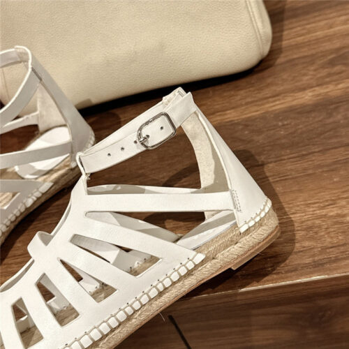 High Quality Luxury Hermes Cutout Pig Nose Espadrille Sandals product detail
