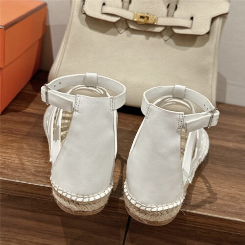 High Quality Luxury Hermes Cutout Pig Nose Espadrille Sandals product detail