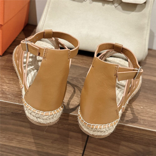 High Quality Luxury Hermes Cutout Pig Nose Espadrille Sandals – Style 68259 product detail