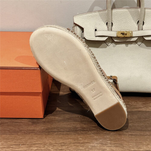 High Quality Luxury Hermes Cutout Pig Nose Espadrille Sandals – Style 68259 product detail