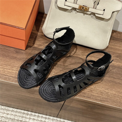 High Quality Luxury Hermes Cutout Pig Nose Espadrille Sandals – Style 66563 alternate view