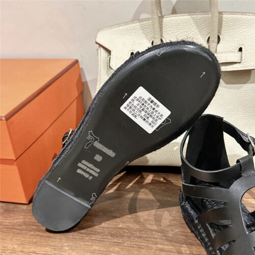 High Quality Luxury Hermes Cutout Pig Nose Espadrille Sandals – Style 66563 product detail