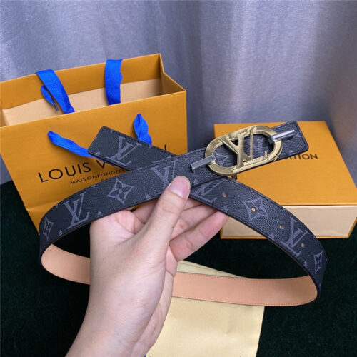 High Quality Luxury Louis Vuitton Mon Organ Canvas And Leather Belt – Style 02342 alternate view