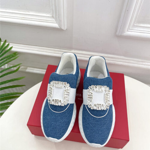 High Quality Luxury Roger Vivier Classic Diamond Buckle Sneakers In Fabric product detail