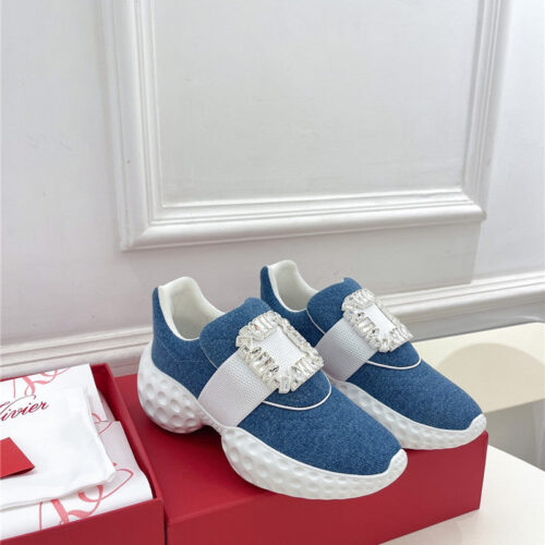 High Quality Luxury Roger Vivier Classic Diamond Buckle Sneakers In Fabric