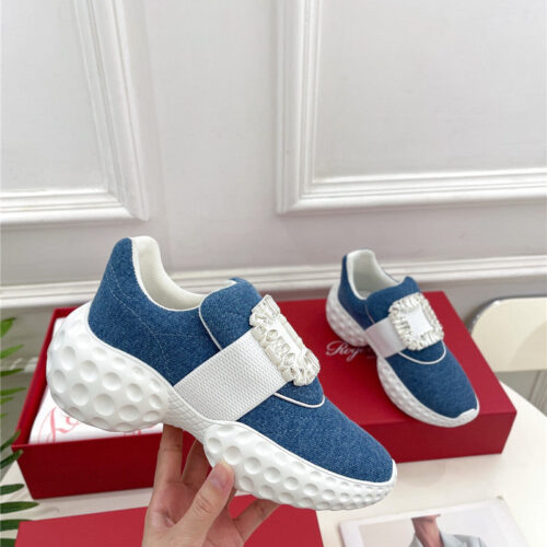High Quality Luxury Roger Vivier Classic Diamond Buckle Sneakers In Fabric product detail