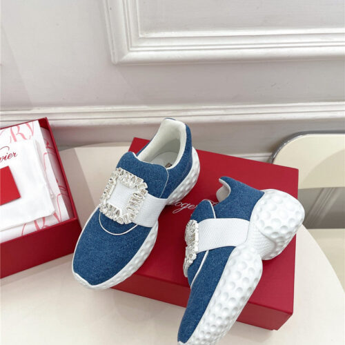 High Quality Luxury Roger Vivier Classic Diamond Buckle Sneakers In Fabric alternate view