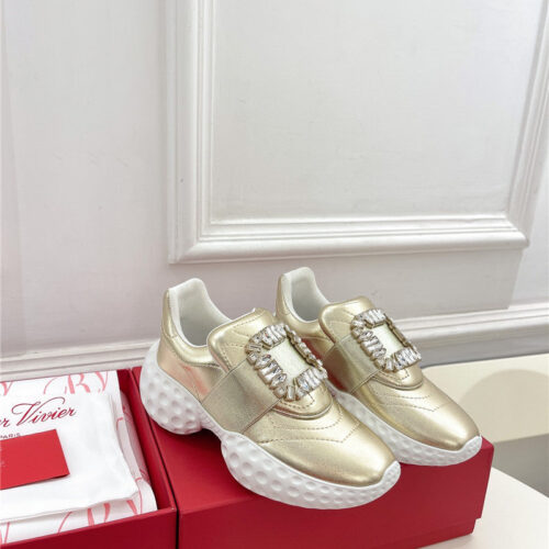 High Quality Luxury Roger Vivier Classic Diamond Buckle Sneakers In Fabric – Style 37204