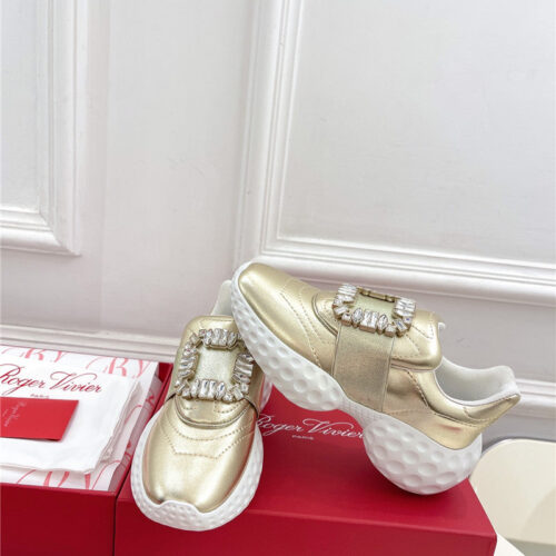 High Quality Luxury Roger Vivier Classic Diamond Buckle Sneakers In Fabric – Style 37204 alternate view