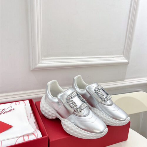 High Quality Luxury Roger Vivier Classic Diamond Buckle Sneakers In Fabric – Style 01044