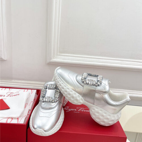 High Quality Luxury Roger Vivier Classic Diamond Buckle Sneakers In Fabric – Style 01044 alternate view