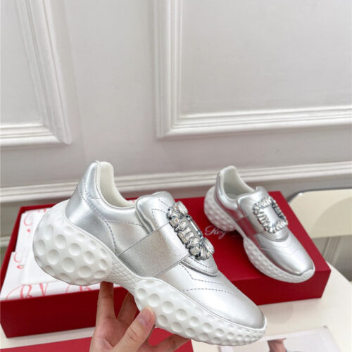 High Quality Luxury Roger Vivier Classic Diamond Buckle Sneakers In Fabric – Style 01044 product detail
