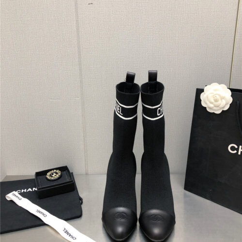 High Quality Luxury Chanel Diamond Double C Buckle Stiletto Boots – Style 52550 alternate view