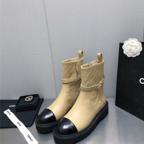 High Quality Luxury Chanel Double C Buckle Platform Martin Boots – Style 68358