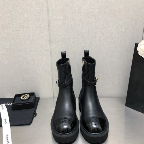 High Quality Luxury Chanel Double C Buckle Platform Martin Boots alternate view