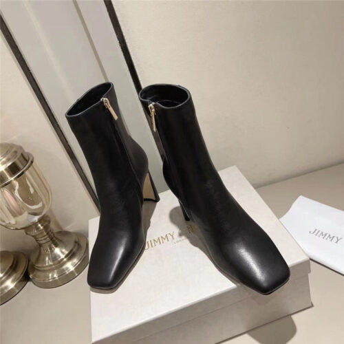 High Quality Luxury Jimmy Choo Black Patent Leather Block Heel Ankle Boots product detail