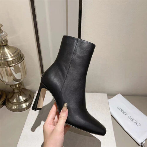 High Quality Luxury Jimmy Choo Black Patent Leather Block Heel Ankle Boots alternate view