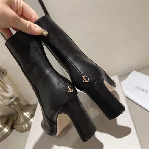High Quality Luxury Jimmy Choo Black Patent Leather Block Heel Ankle Boots product detail
