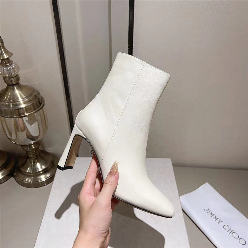 High Quality Luxury Jimmy Choo Black Patent Leather Block Heel Ankle Boots – Style 73335 product detail