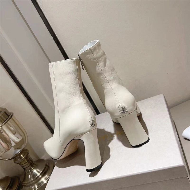 High Quality Luxury Jimmy Choo Black Patent Leather Block Heel Ankle Boots – Style 73335 product detail