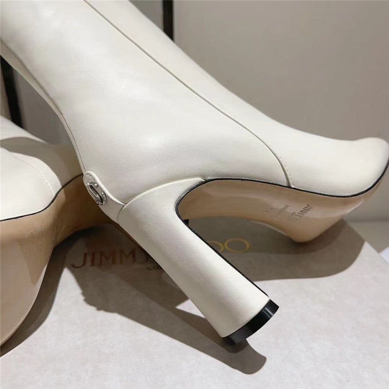 High Quality Luxury Jimmy Choo Black Patent Leather Block Heel Ankle Boots – Style 73335 product detail