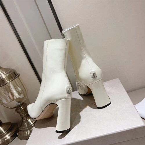 High Quality Luxury Jimmy Choo Black Patent Leather Block Heel Ankle Boots – Style 02711 product detail