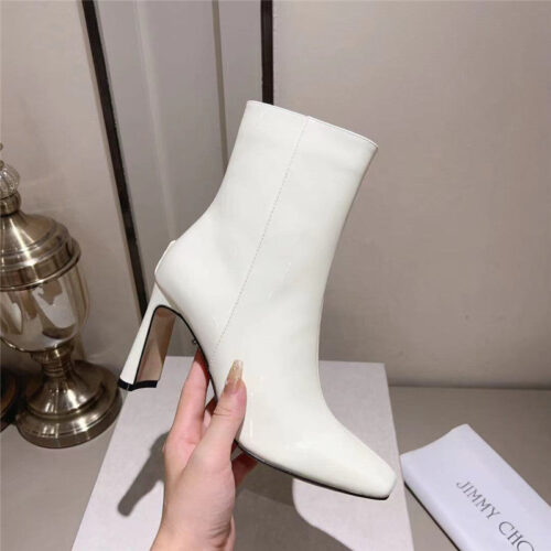 High Quality Luxury Jimmy Choo Black Patent Leather Block Heel Ankle Boots – Style 02711 product detail