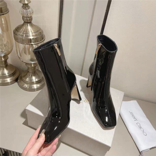 High Quality Luxury Jimmy Choo Black Patent Leather Block Heel Ankle Boots – Style 63159 alternate view