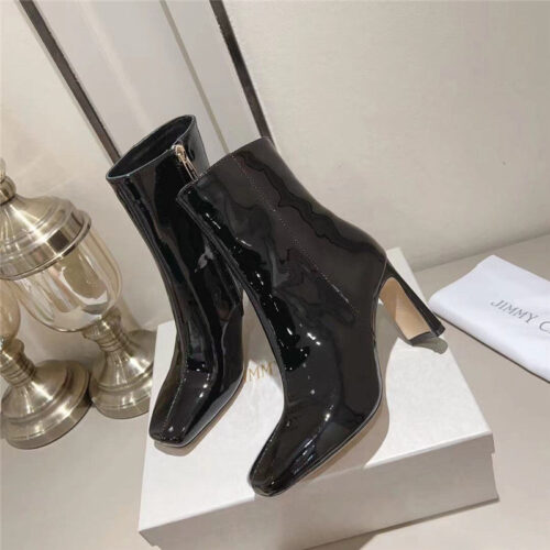 High Quality Luxury Jimmy Choo Black Patent Leather Block Heel Ankle Boots – Style 63159 product detail