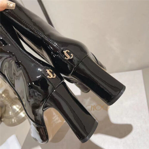 High Quality Luxury Jimmy Choo Black Patent Leather Block Heel Ankle Boots – Style 63159 product detail