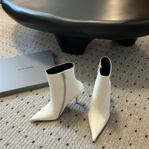 High Quality Luxury Balenciaga Pointed Toe Zip Boots