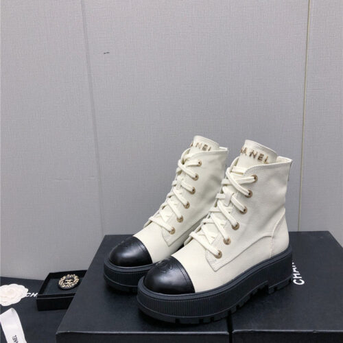 High Quality Luxury Chanel C Buckle Platform Martin Ankle Boots – Style 24422