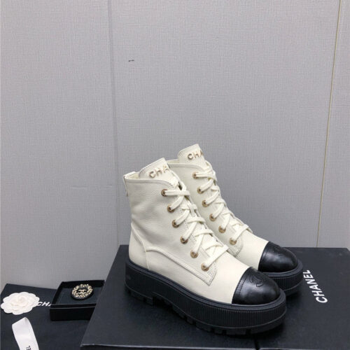 High Quality Luxury Chanel C Buckle Platform Martin Ankle Boots – Style 24422 alternate view