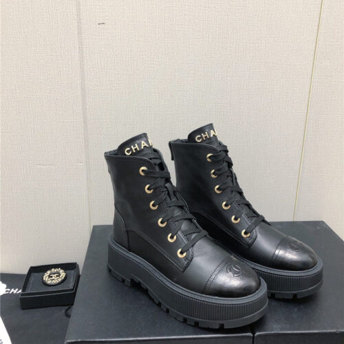 High Quality Luxury Chanel C Buckle Platform Martin Ankle Boots – Style 89958 alternate view