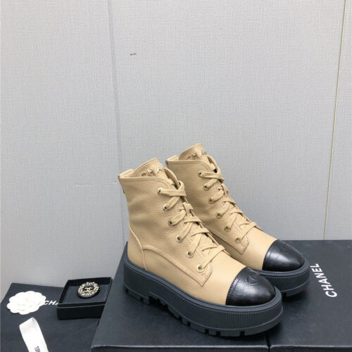 High Quality Luxury Chanel C Buckle Platform Martin Ankle Boots alternate view