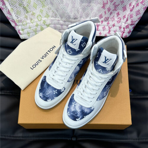 High Quality Luxury Louis Vuitton Mens High Top Casual Sneakers – Style 01411