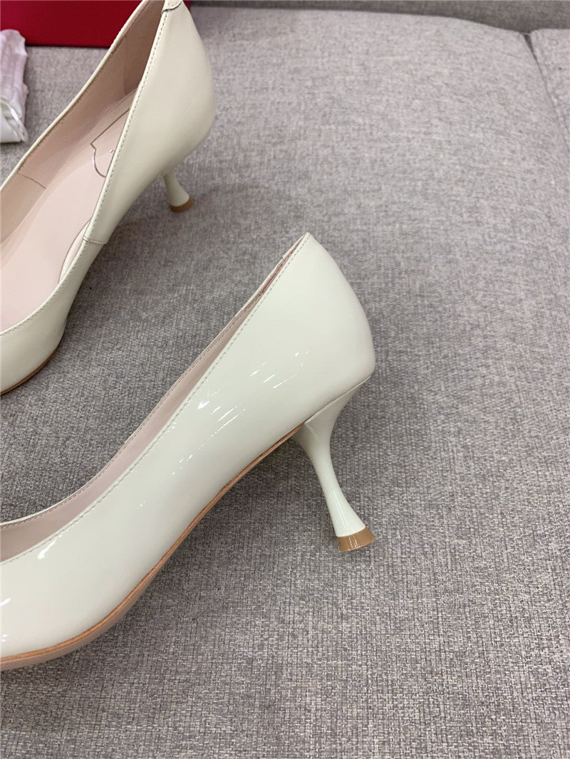 High Quality Luxury Roger Vivier New Leather Buckle Cat Heel Shoes – Style 63060 product detail