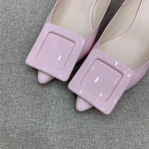 High Quality Luxury Roger Vivier New Leather Buckle Cat Heel Shoes – Style 94132 product detail