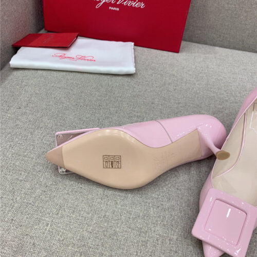 High Quality Luxury Roger Vivier New Leather Buckle Cat Heel Shoes – Style 94132 product detail