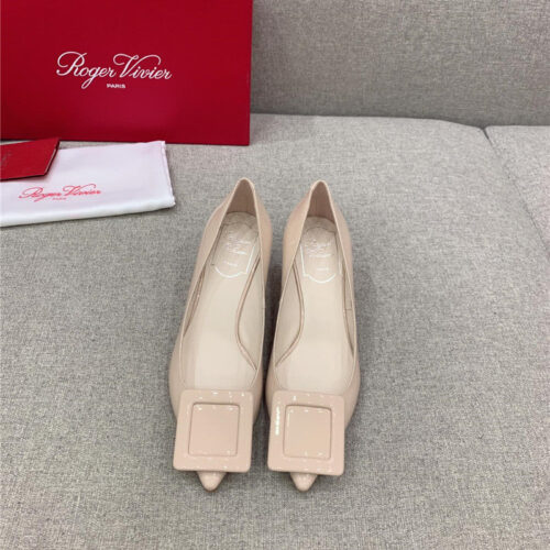 High Quality Luxury Roger Vivier New Leather Buckle Cat Heel Shoes – Style 25204 product detail