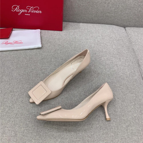 High Quality Luxury Roger Vivier New Leather Buckle Cat Heel Shoes – Style 25204 alternate view