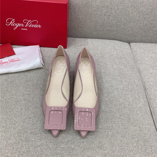 High Quality Luxury Roger Vivier New Leather Buckle Cat Heel Shoes – Style 23508 product detail