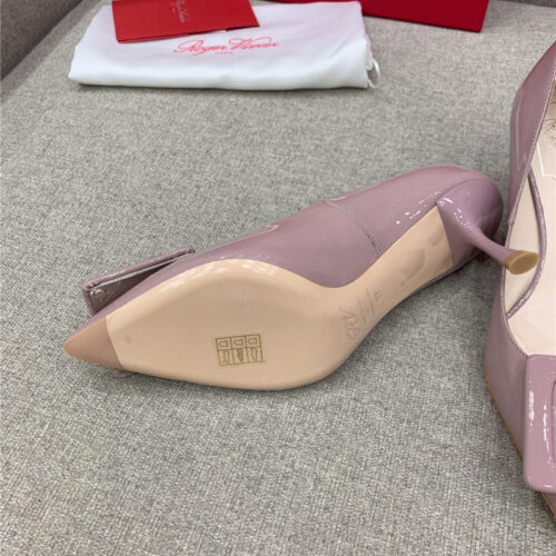 High Quality Luxury Roger Vivier New Leather Buckle Cat Heel Shoes – Style 23508 product detail