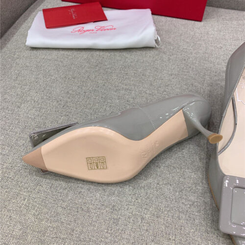 High Quality Luxury Roger Vivier New Leather Buckle Cat Heel Shoes – Style 54580 product detail